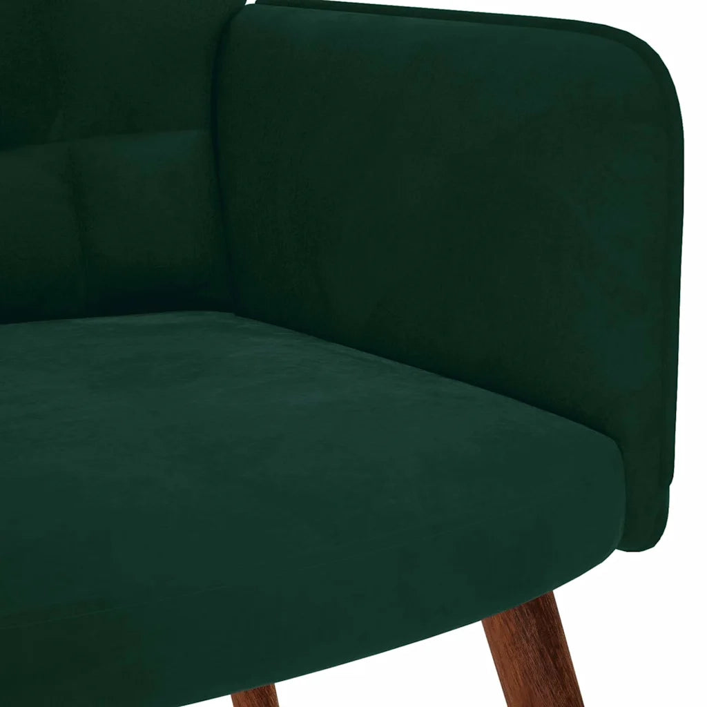 Poltrona Relax con Sgabello in Velluto Verde Scuro 4016823