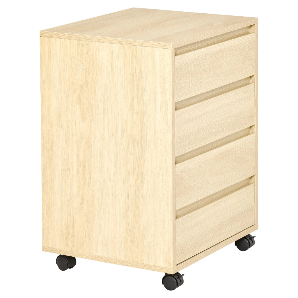 Scrivania con cassetti ¨C Minimal ¨C Legno chiaro 4 cassetti ruote