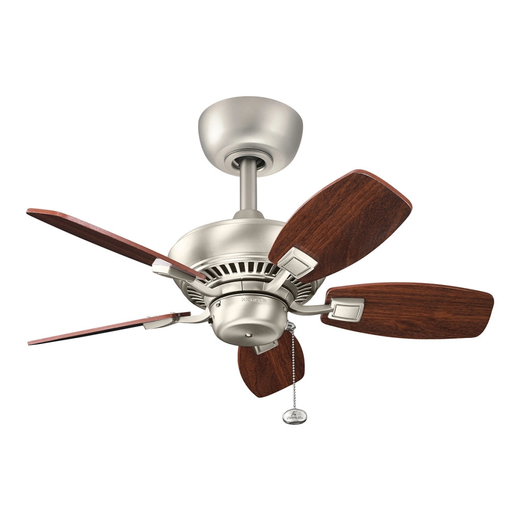 Ventilatore soffitto Kichler Canfield 76cm nichel spazzolato noce