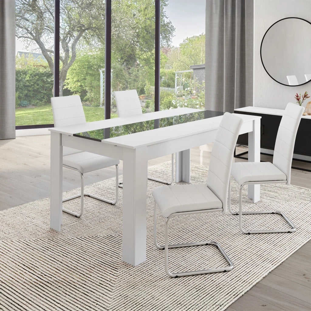 IDMarket - Set di 4 sedie da pranzo bianche MIA