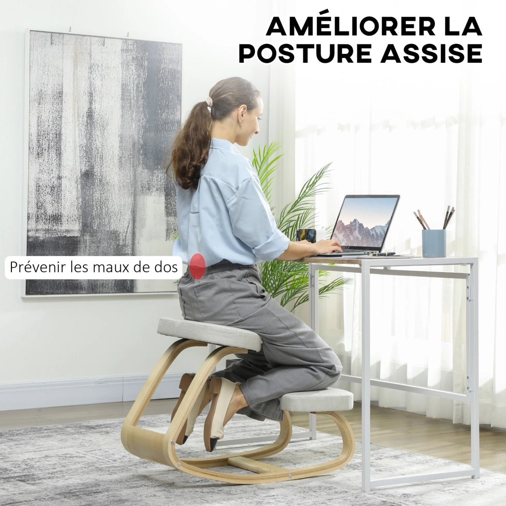 Sedia ergonomica inginocchiatoio ¨C Xylo ¨C legno a dondolo crema per ufficio casa