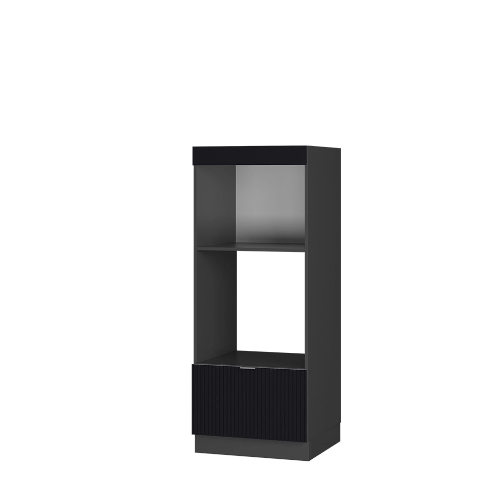 Mobile cucina microonde Fame-Line Nero rigato/Antracite 60 cm aperto Vicco