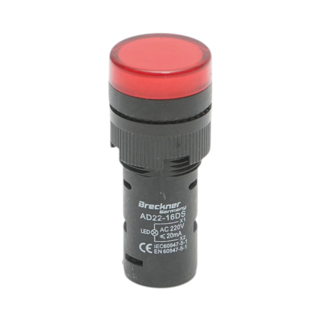 Indicatore di segnale LED rosso 220V AC 16mm Breckner Germany