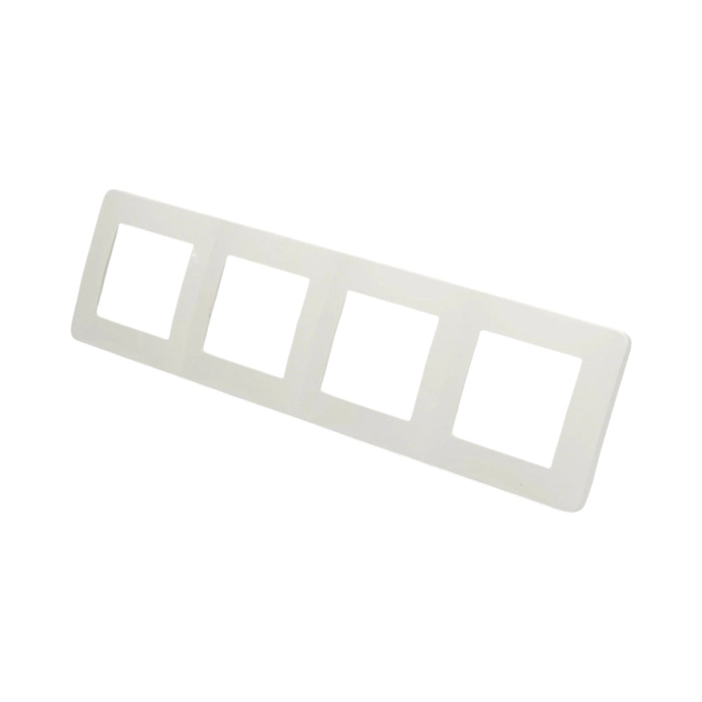 Cornice quadrupla bianca in PC per presa e interruttore 300x83 mm
