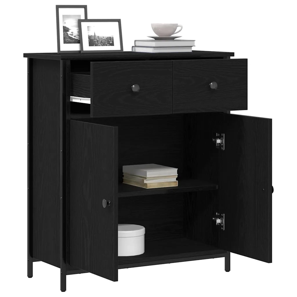 Credenza Rovere Nero 70 x 30 x 80 cm Legno multistrato 863159