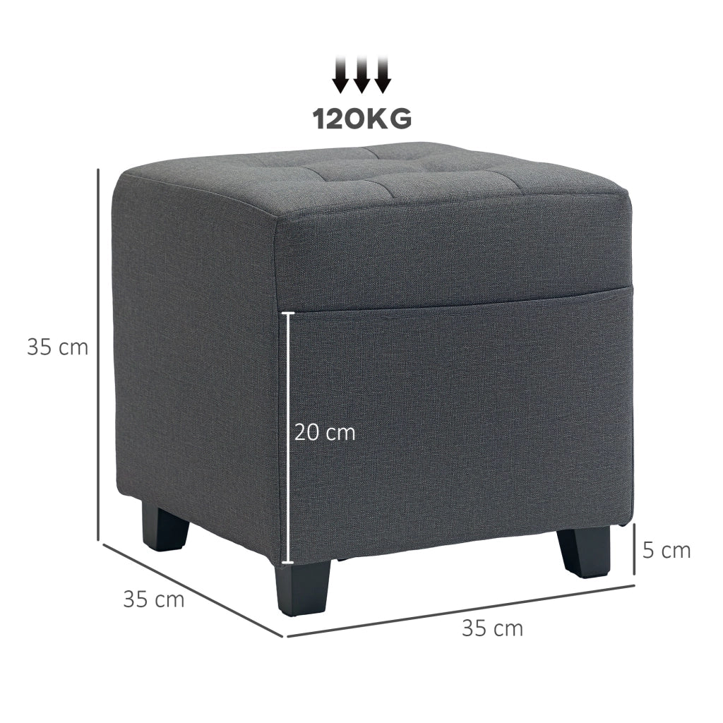 Pouf imbottito con tasca laterale ¨C zephmum ¨C grigio 35x35x35 cm