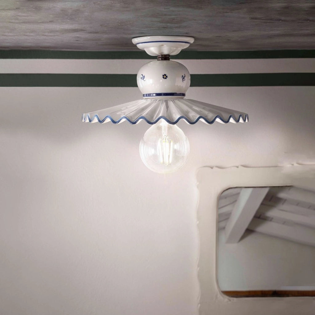 Plafoniera Classica Roma Metallo E Ceramica Nero Sfumato Rame 31Cm 1 Luce E27