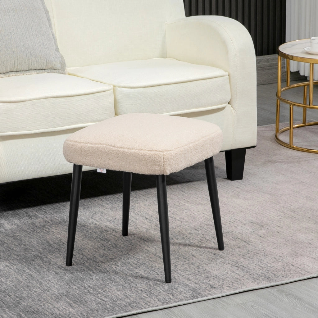 Pouf Sedile Imbottito Beige ¨C Zephmum ¨C Tessuto Boucl¨¦