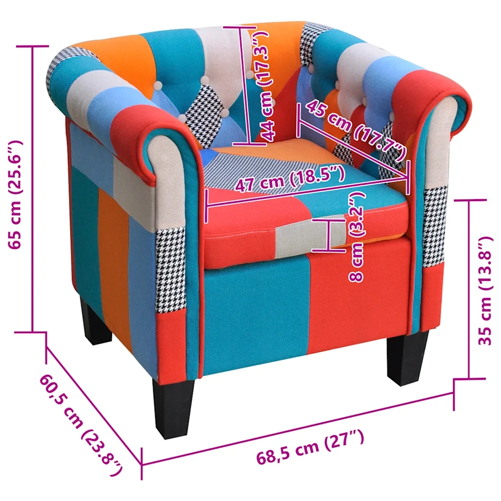 Poltrona | Sedia Relax con Design Patchwork in Tessuto