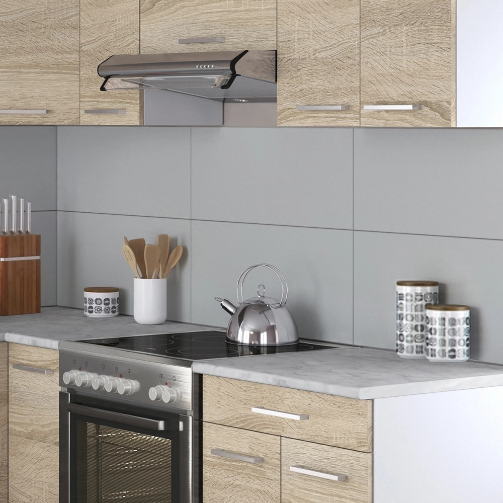 Cucina ad angolo Rick Sonoma/Bianco 207 x 167 cm, PL Marmo con striscia LED Vicco