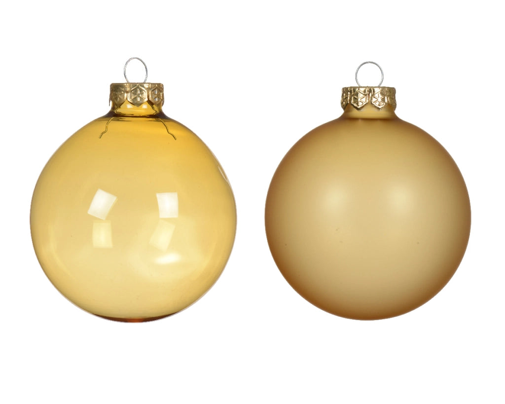 Palline di vetro oro chiaro 8cm mix 4 pz