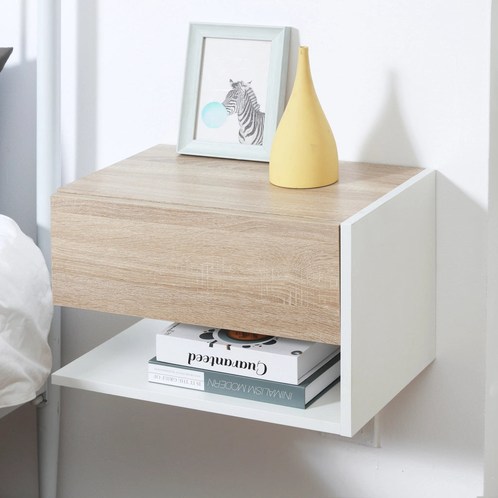 Comodini sospesi ¨C Minimal ¨C Bianco e rovere chiaro