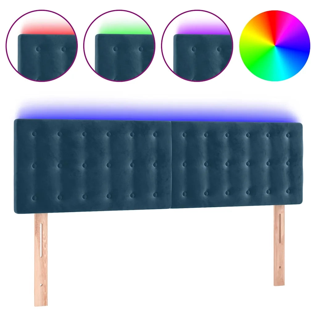 Testiera a LED-Testata con LED Blu Scuro 144x5x78/88 cm in Velluto 839263
