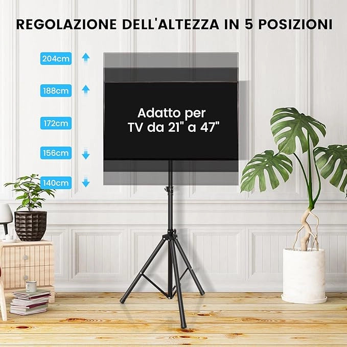 Supporto TV da Pavimento per Schermi Plasma/LCD/LED 21-47 Pollici, Supporto TV Altezza Regolabile e Girevole, Porta TV con Staffe Fino a 35 kg, Max VESA 400 x 400 mm
