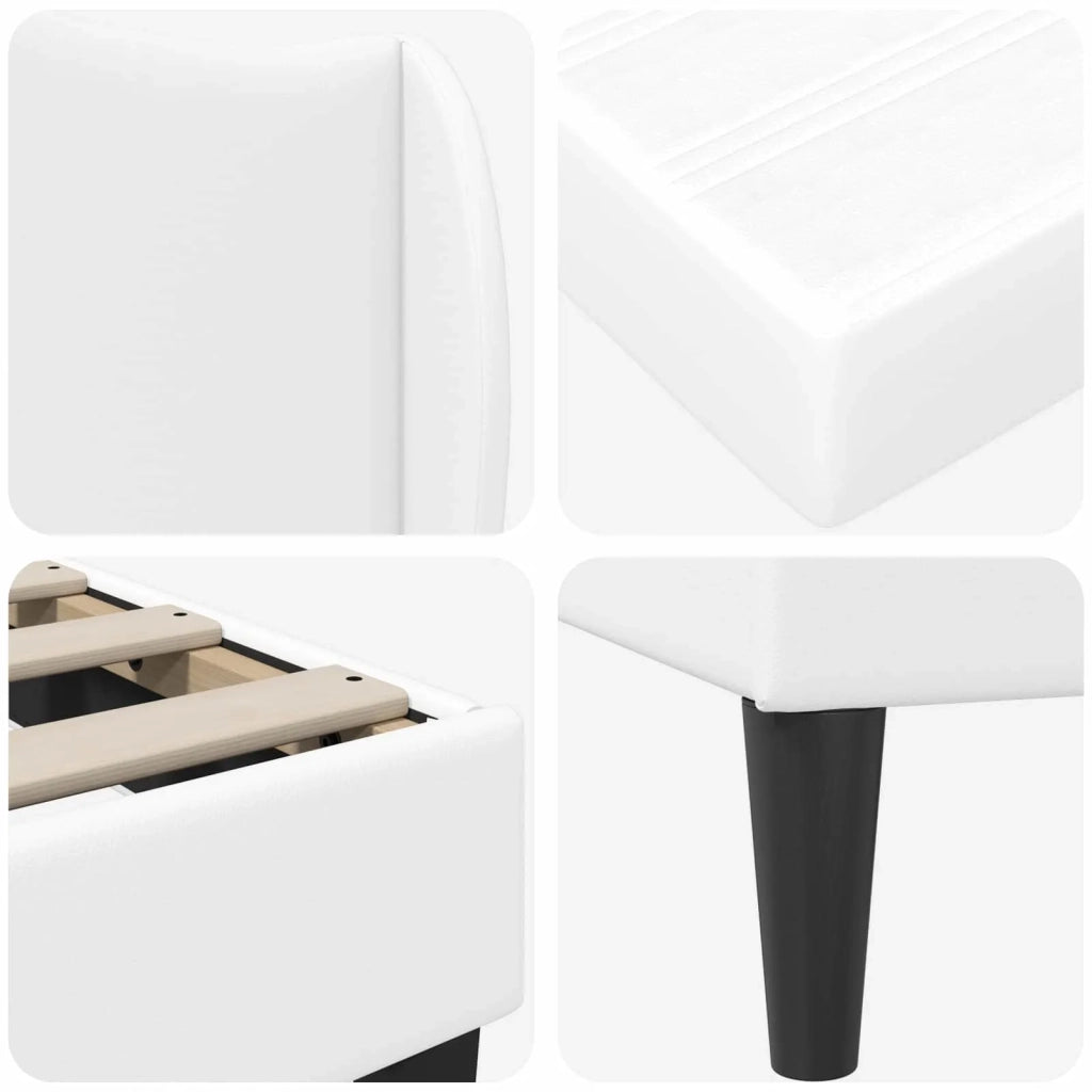 Letto singolo | Letto per adulti | Struttura del letto con testiera Bianco 100 x 200 cm Similpelle