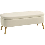 Cassettiera con panca imbottita, 5 cassetti, stoffa in pile, legno di gomma, beige ¨C Minimal ¨C 120x42x45 cm