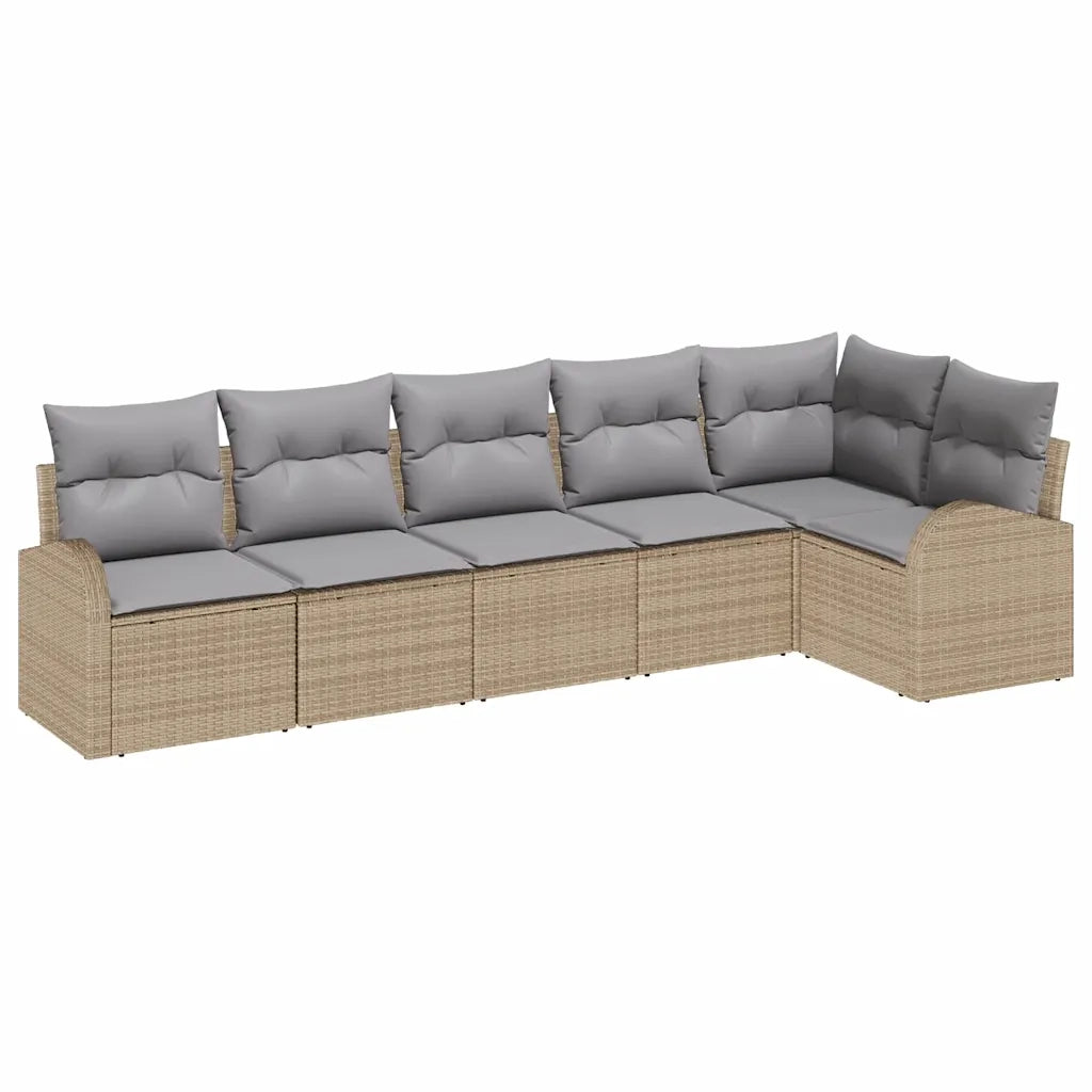 Set Divano da Giardino con cuscino 6 pcs Beige Poly Rattan 3346060
