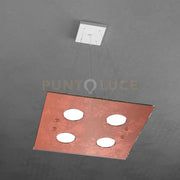 PATH SOSPENSIONE 4+2 LUCI BIEMISSIONE QUADRA FOGLIA RAME 1141-S4+2-FR
