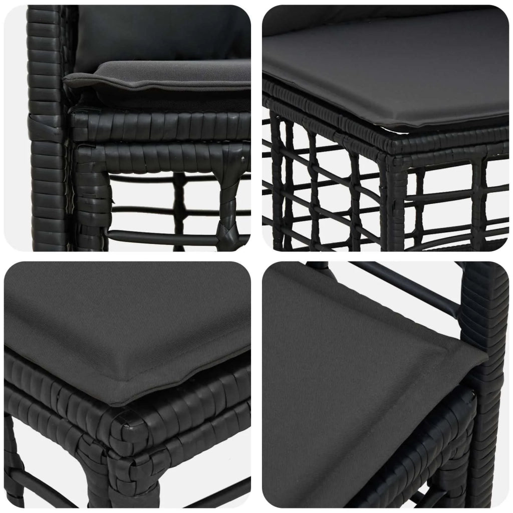 Set di divani da esterno 4 pcs Nero e Grigio scuro Poliestere 3437637