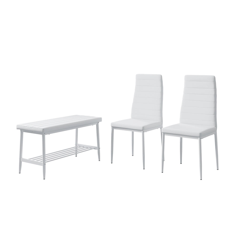 Vicco Panca e sedia Bianco 85 x 46.5 cm Set da 3 pezzi