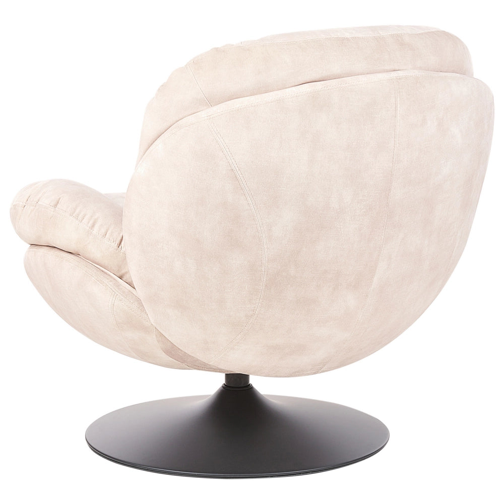 Poltrona girevole Velluto beige Base singola con sedile imbottito Button Tufted