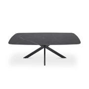 Table bassa ARVENA – Tavolino rettangolare 130x70 cm – Pietra nera & metallo – Design elegante e contemporaneo