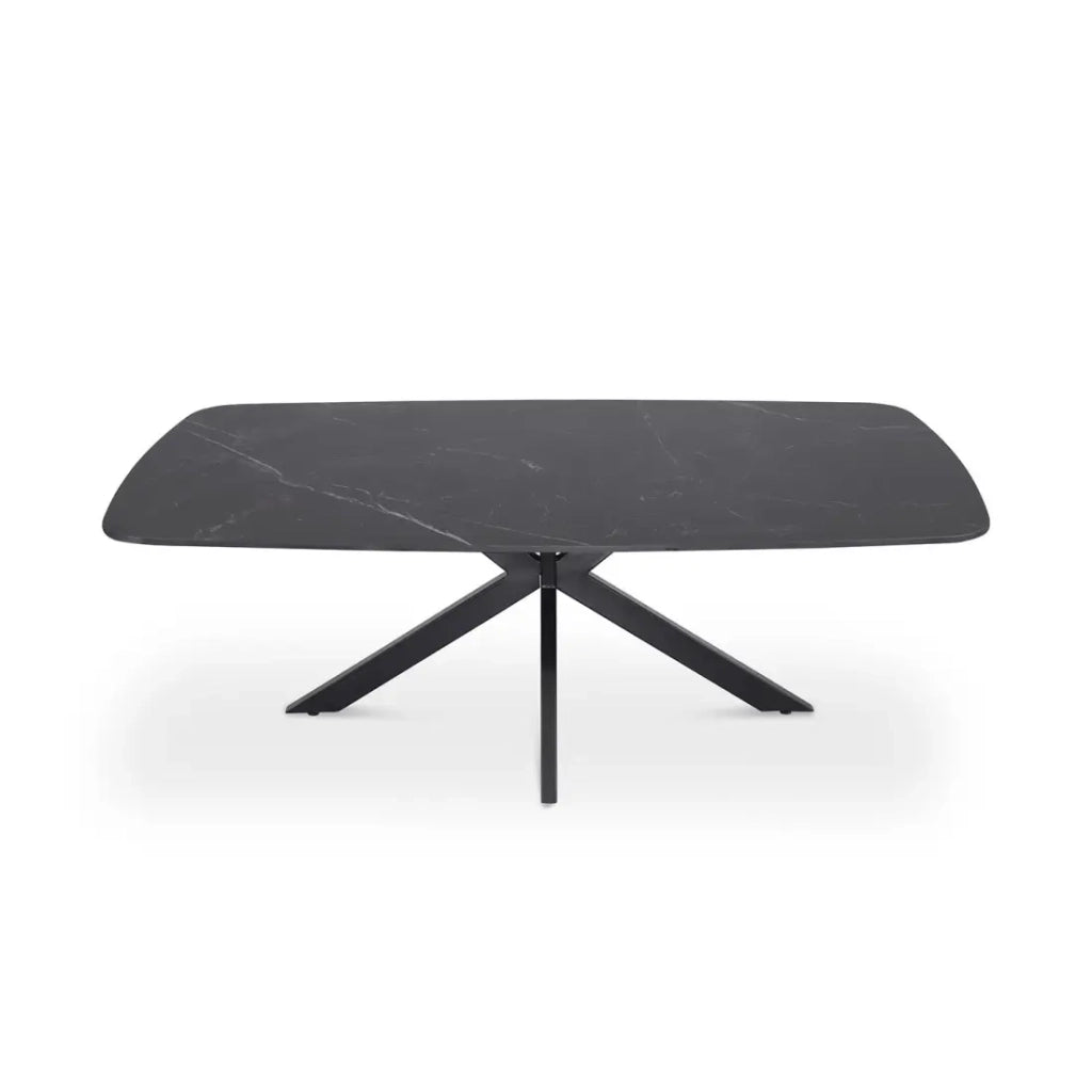 Table bassa ARVENA – Tavolino rettangolare 130x70 cm – Pietra nera & metallo – Design elegante e contemporaneo