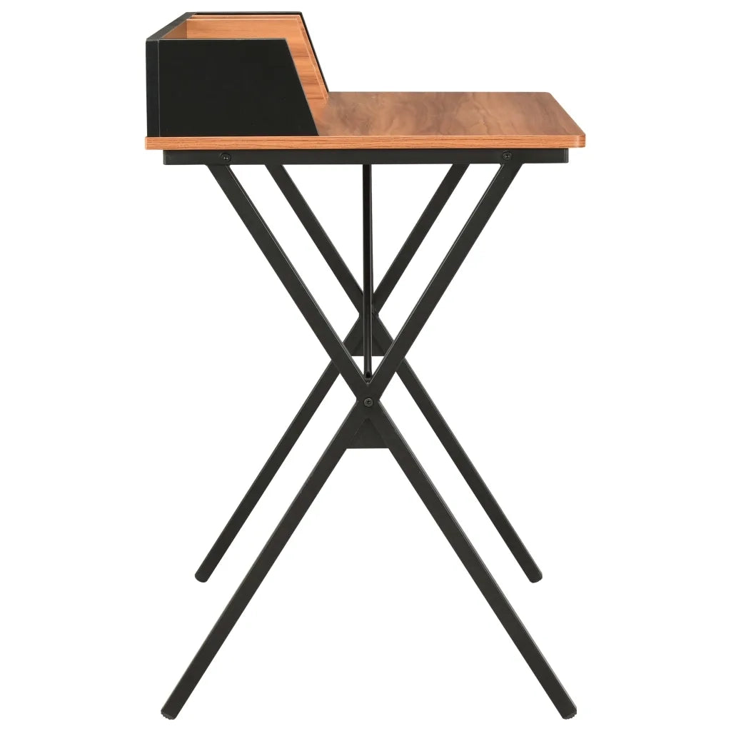 Scrivania | Tavolo da Ufficio Nera e Marrone 80x50x84 cm