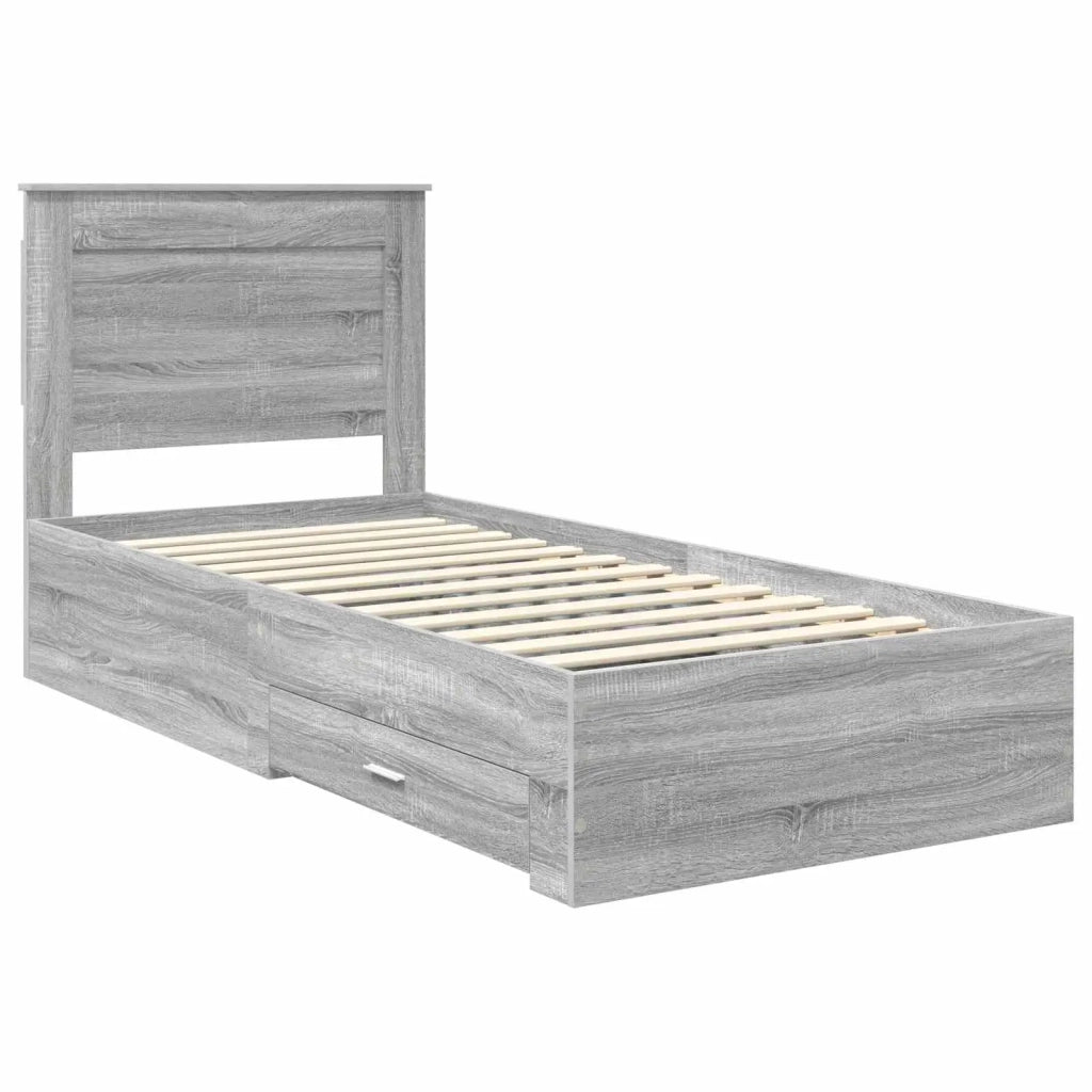 Struttura del letto-Giroletto Grigio Sonoma e Argento 75 x 190 cm 961123
