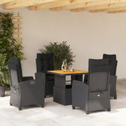 Set da Pranzo da Giardino 5 pz Nero con Cuscini in Polyrattan 3277386