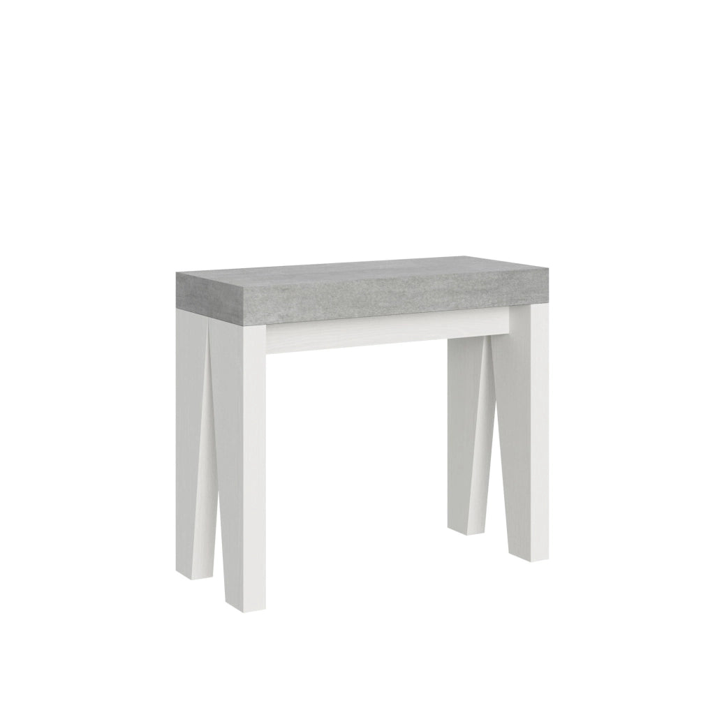 Consolle allungabile 90x40/300 cm Naxor Mix piano Cemento - struttura Bianco Frassino