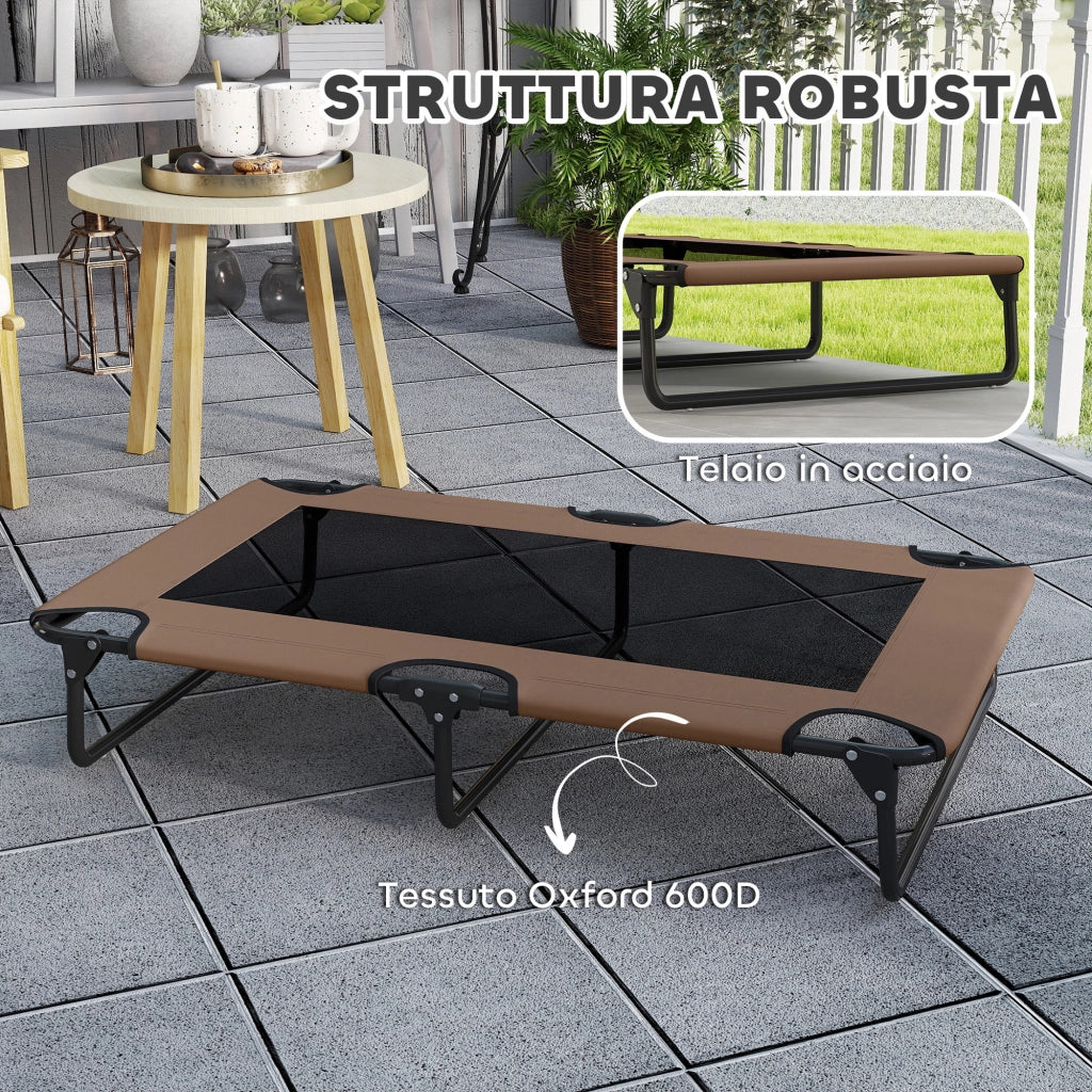 Letto per Cani Pieghevole ¨C Minimal ¨C 107x61x20 cm, Marrone, Tessuto a Rete