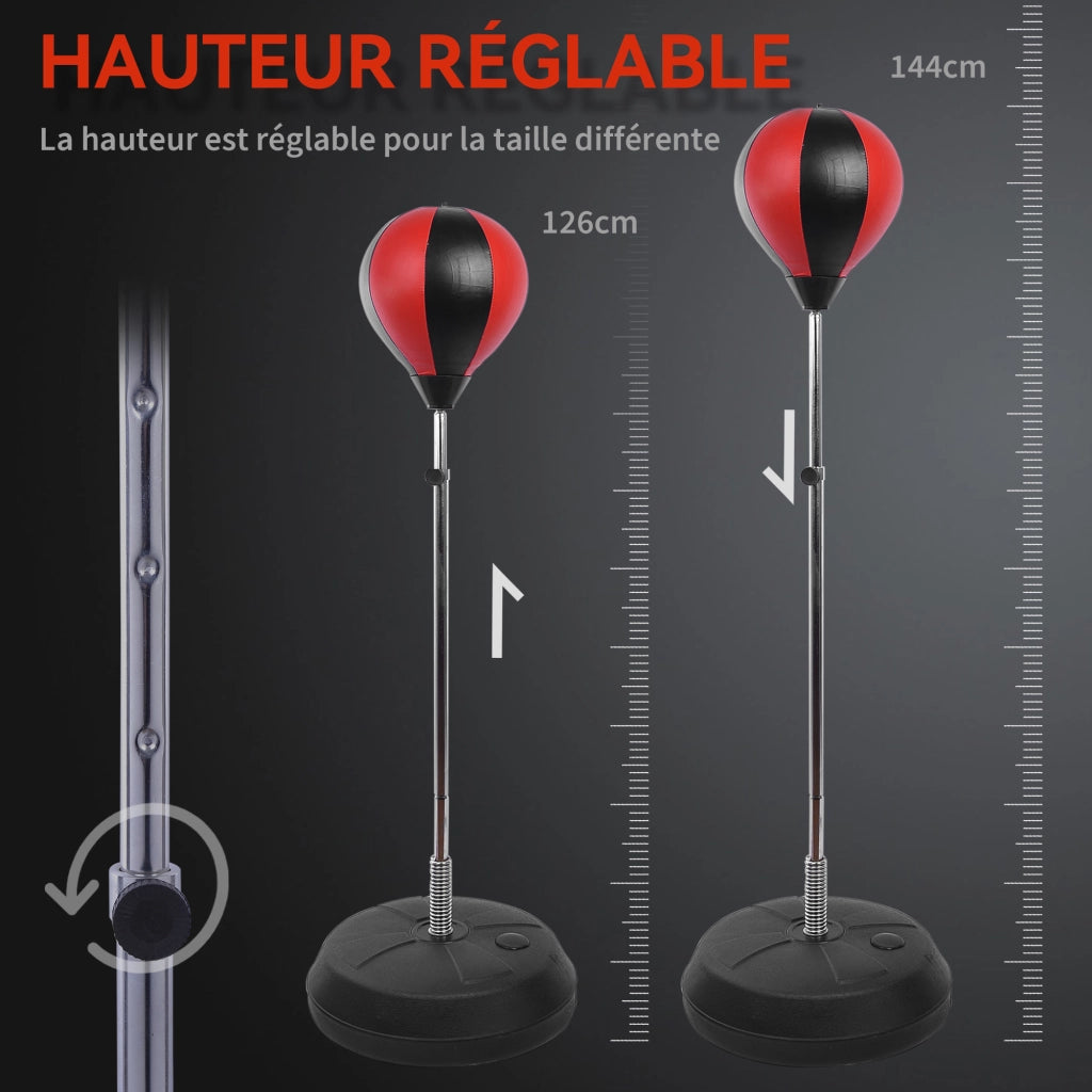 Sacco da Boxe su Piede Regolabile ¨C Minimal ¨C Nero e Rosso 126-144 cm