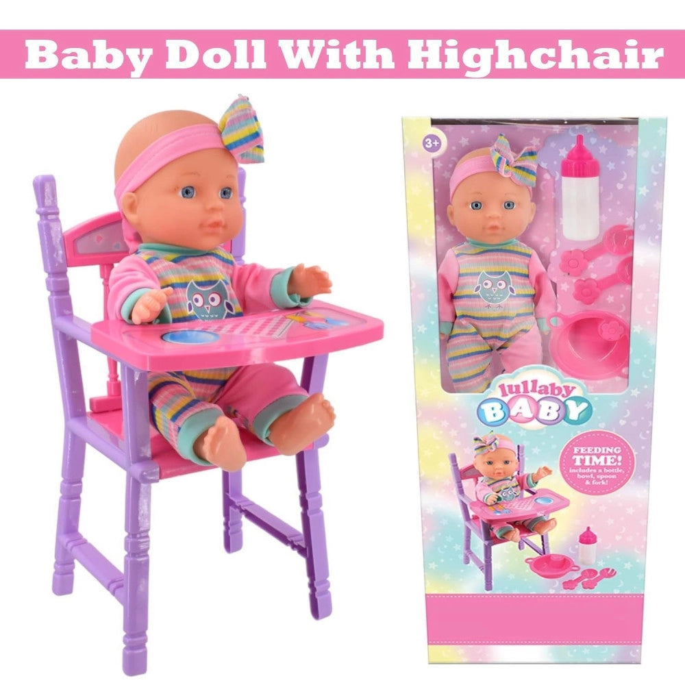 Trade Shop - Bambola Amore Mio Seggiolone Bambolotto Giocattolo Bambini Con Accessori Gioco -