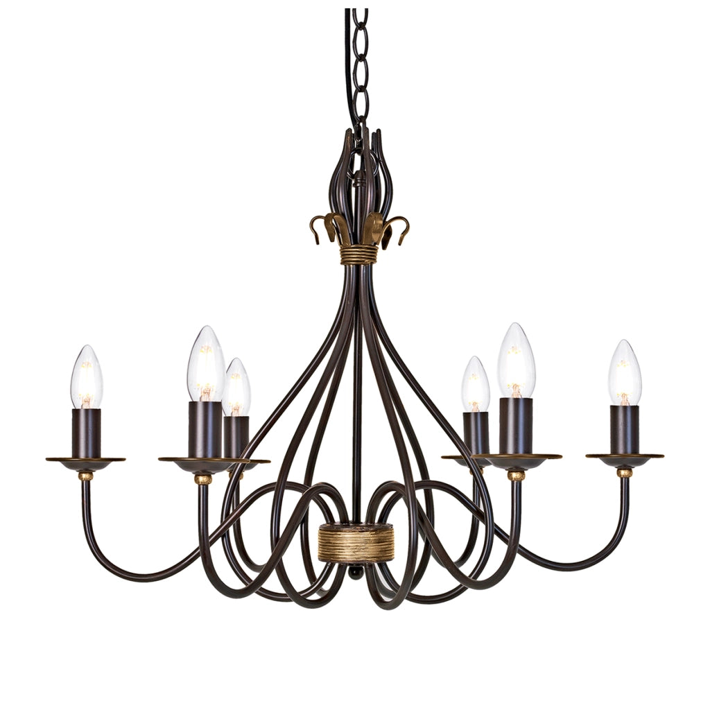 Lampadario Windermere Elstead ruggine oro 6xE14 60W