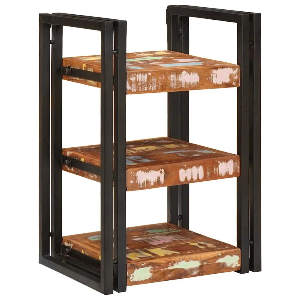 Comodino 2 pcs Marrone e Nero Legno massello di recupero 4016733