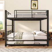 Letto a castello in metallo 140x200 cm con letto estraibile; nero