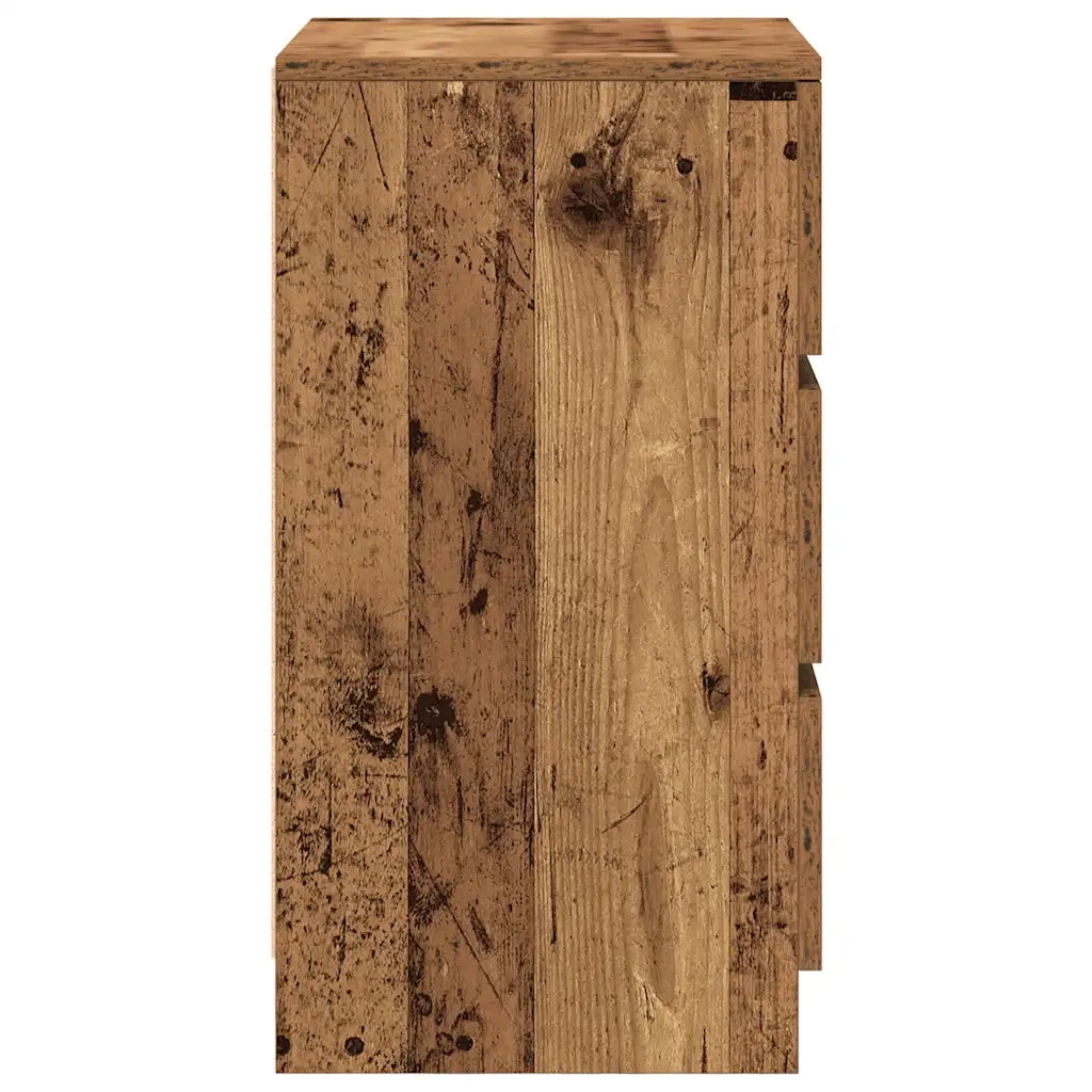 Comodino con 3 Cassetti Legno Antico 39x35x65 cm 861351