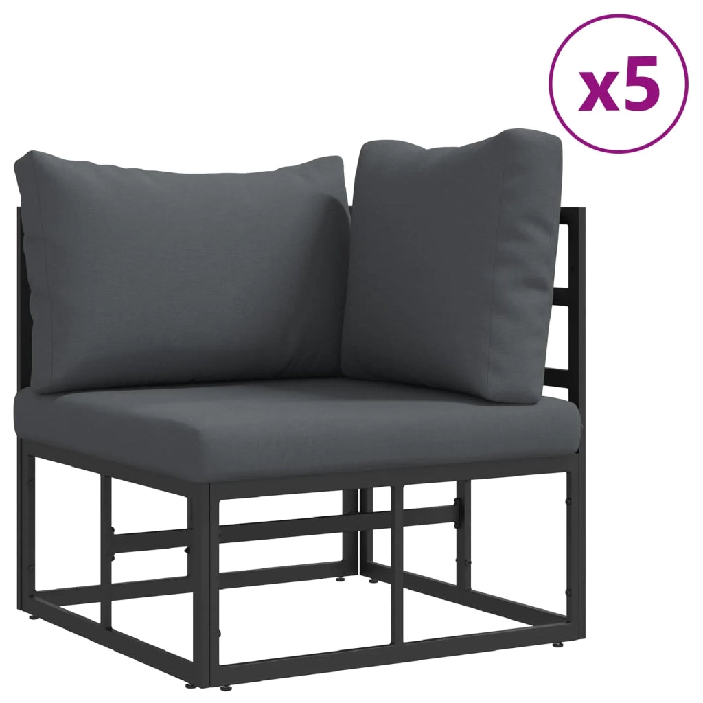 Set Divano da Giardino con cuscino 11 pcs Nero Alluminio