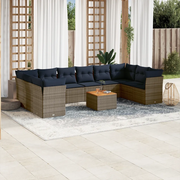 Set Divani da Giardino 11 pz con Cuscini in Polyrattan Grigio 3256166