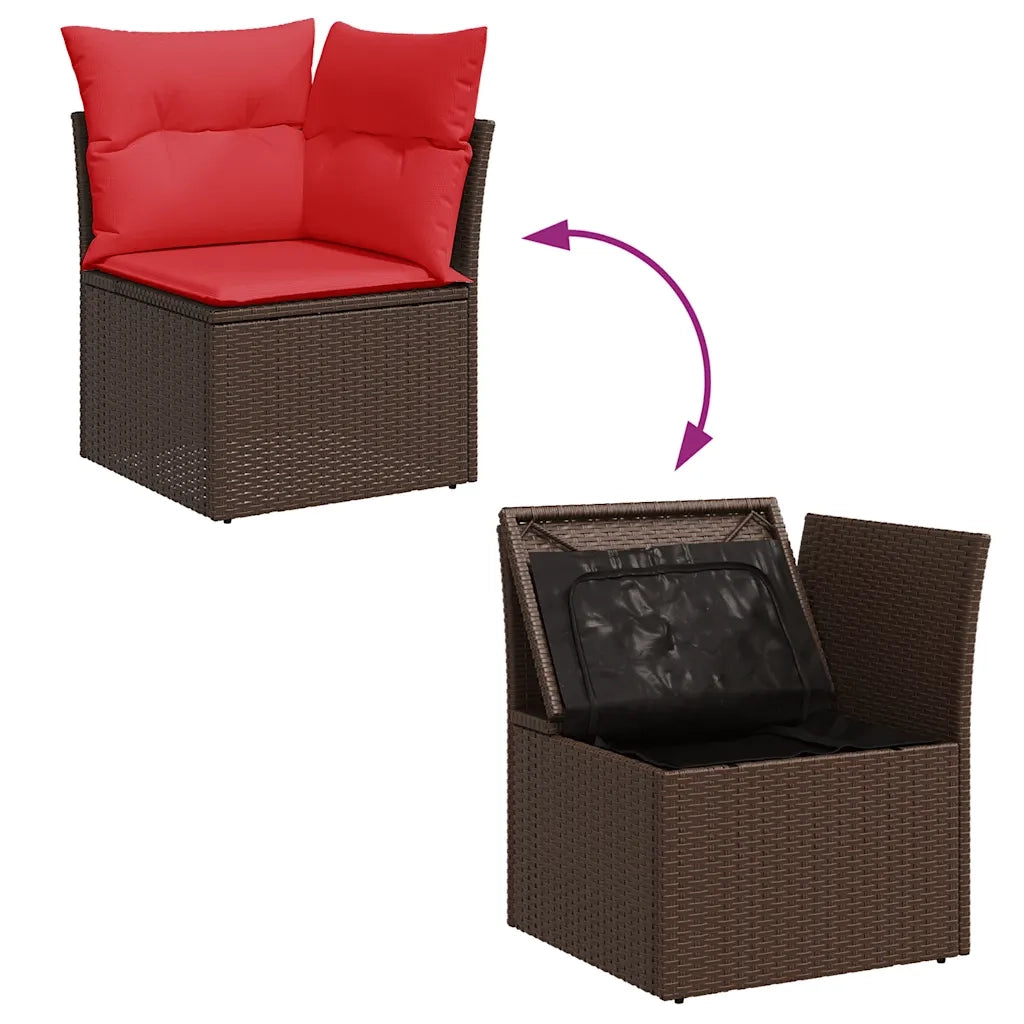 Set Divani da Giardino con Cuscini 7pz Marrone Polyrattan 3327904
