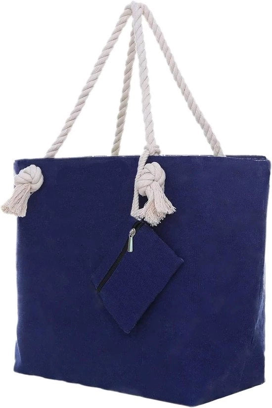 Borsa grande impermeabile per spiaggia con chiusura a zip e disegno pieghevole - Blu scuro X-Large