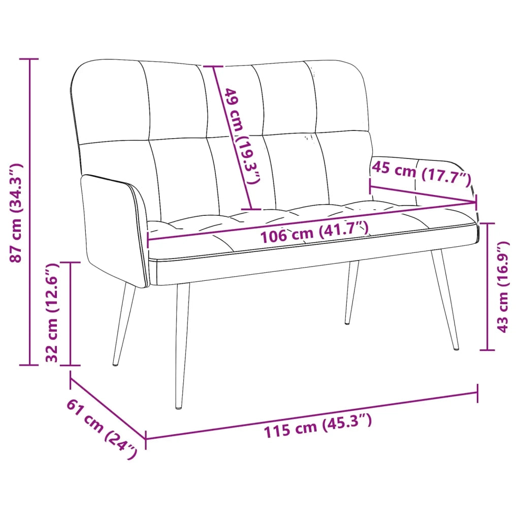 Sofa a Due Posti Bianco 115 x 61 x 87 cm Tessuto 42028938