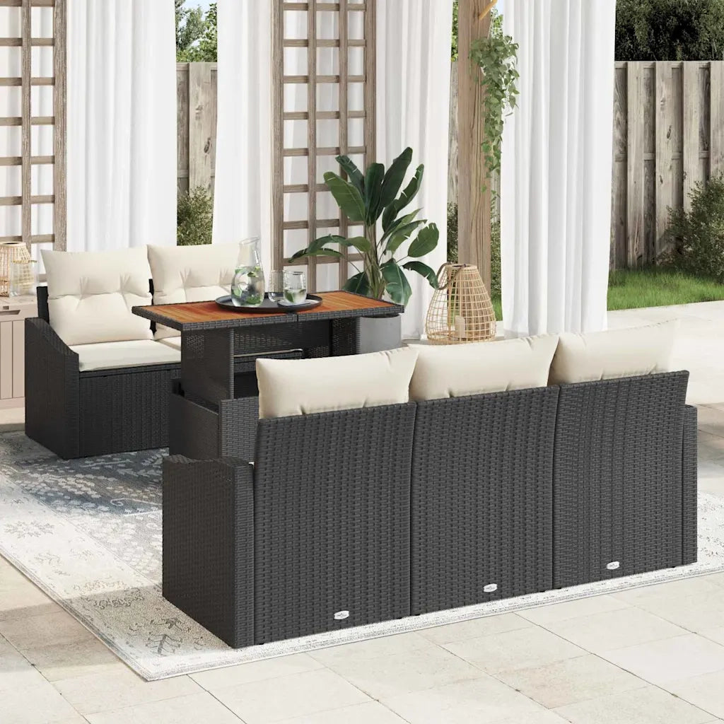 Set Divano da Giardino con archiviazione 6 pcs Nero Poly Rattan 3358511