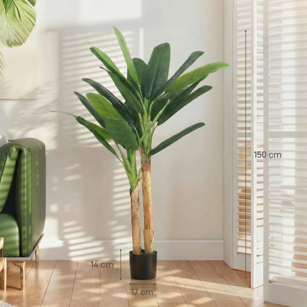 Pianta Artificiale Banano 150 cm ¨C Xylo ¨C Verde con Vaso e 2 Tronchi