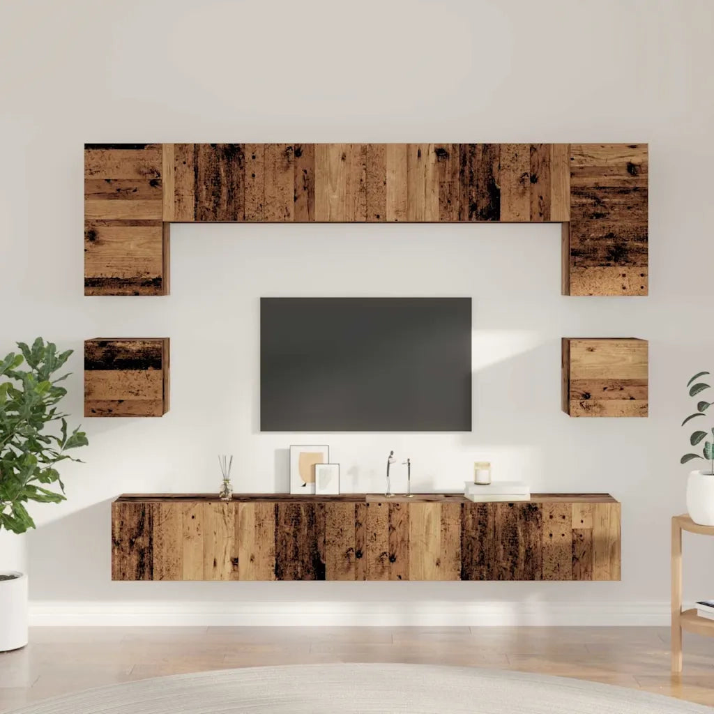 Set mobile TV 8 pcs Legno vecchio Legno multistrato 3393321