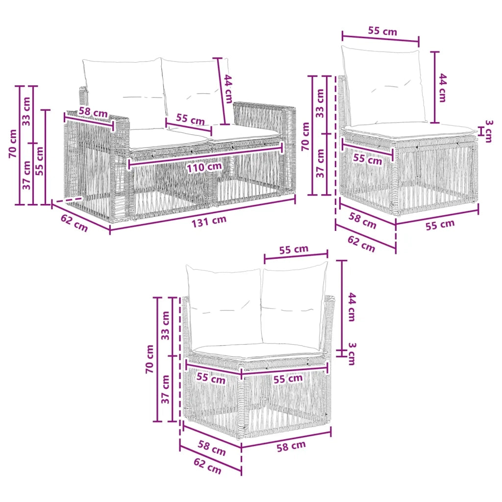 Set Divano da Giardino 7 pz 7-Numero di posti 3435182