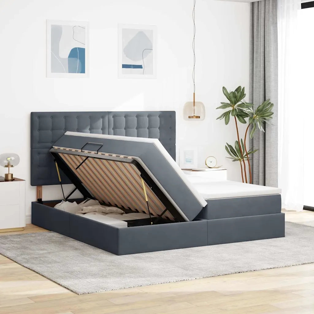 Letto con testiera Grigio scuro 180 x 200 cm Velluto