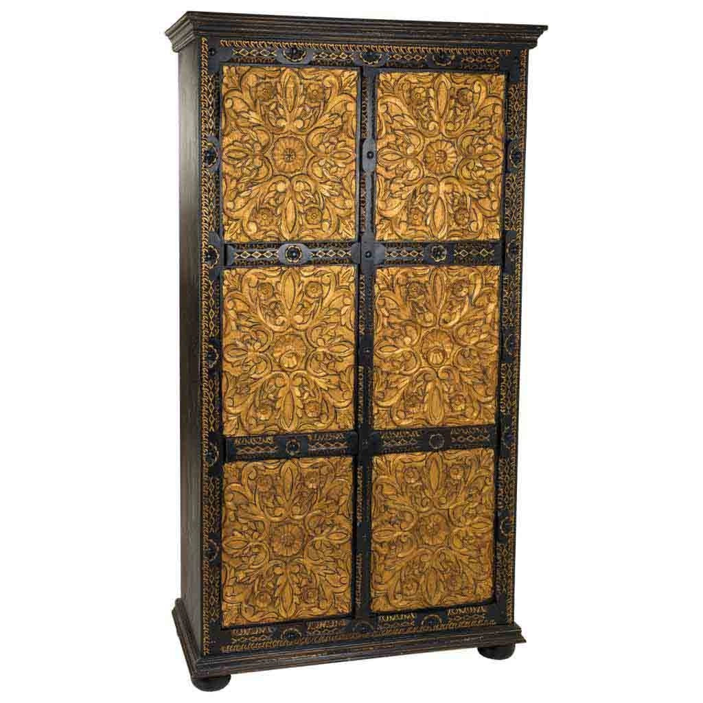 Mobile in legno intagliato nero 102x44x183h