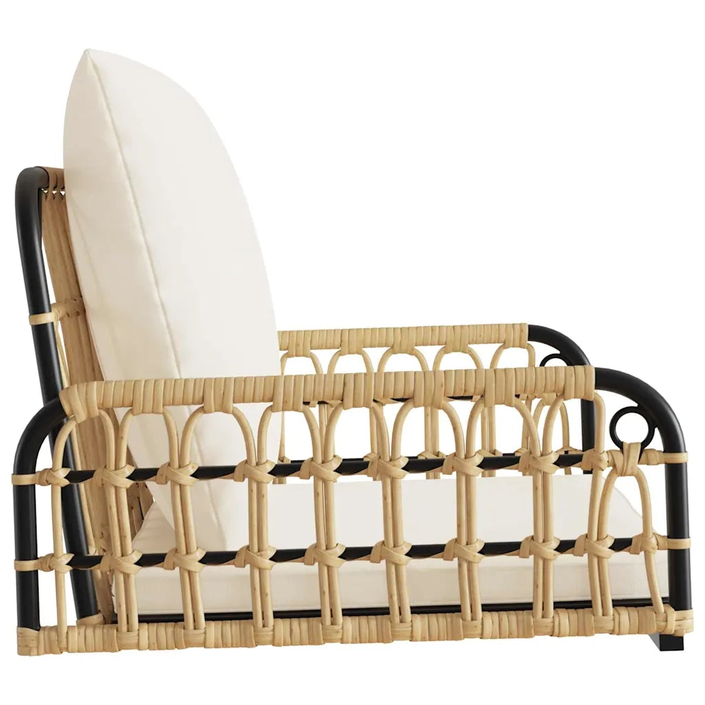 Sedia a Dondolo con Cuscini 63x58x39 cm Polyrattan e Acciaio CFW1730508